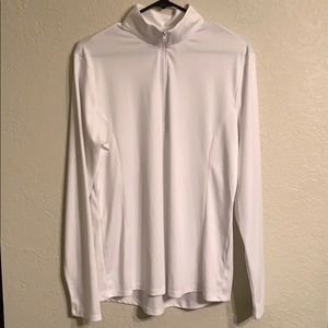 Sport Tek white, half zip pullover.
